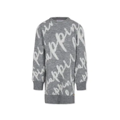 Pinko Kids' Grey Dress For Girl With Logo