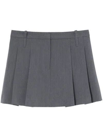 Pinko Slit Back High Waist Pleated Skirts In Gold