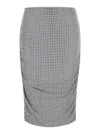 Pinko 'kedrin' Grey Rhinestoned Midi Skirt With Elastic Waist In Grey