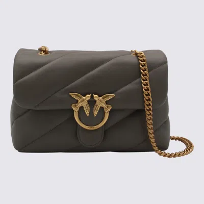 PINKO GREY LEATHER SHOULDER BAG