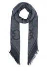 Pinko Viscose Blend Scarf With Love Birds Motif In Blue