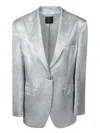 Pinko Grey Satin Single-breasted Jacket In Grey