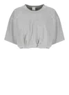 Pinko Versized Cropped T-shirt With Logo Embroider In Grey