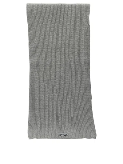 Pinko Grey Wool Cashmere Blend Scarf In Green