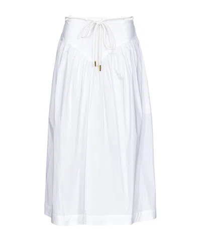 Pinko Grinch Drawstring Midi Skirt In White