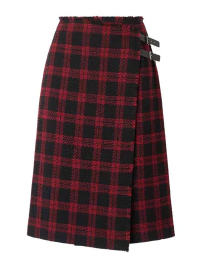 Pinko Griselina Tweed Skirt With Asymmetric Closure In Multi