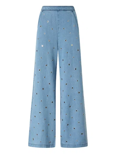 Pinko Grommet-embellished Palazzo Pants In Blue