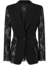 Pinko 'gruccone' Blazer Semi-trasparent With Black Lace In Black