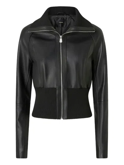 PINKO `GRUVIERA` LEATHER JACKET
