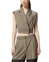 Pinko Short Vest With Lapels And Elastic In Flask Brown
