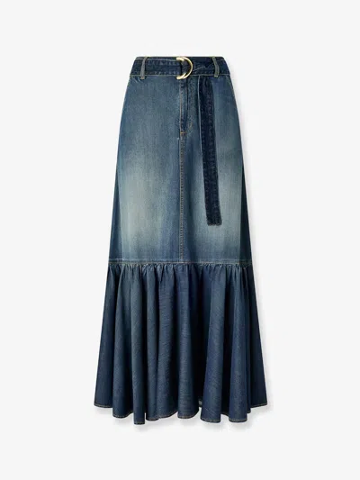 Pinko Guardian Denim Skirt In Blue