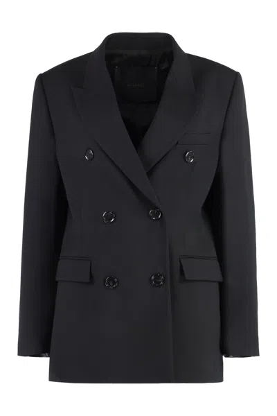 Pinko Guinea Double-breasted Wool Blend Jacket In Black