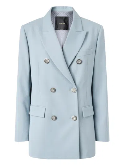 Pinko Blazer Double Breasted Notched Lapels Pockets In Blue