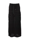Pinko Solid Color Gulp Cargo Skirt With Frontal Split And Visible In Black