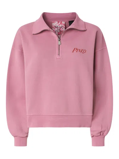 Pinko Hal-zip Collared Sweatshirt In Multi