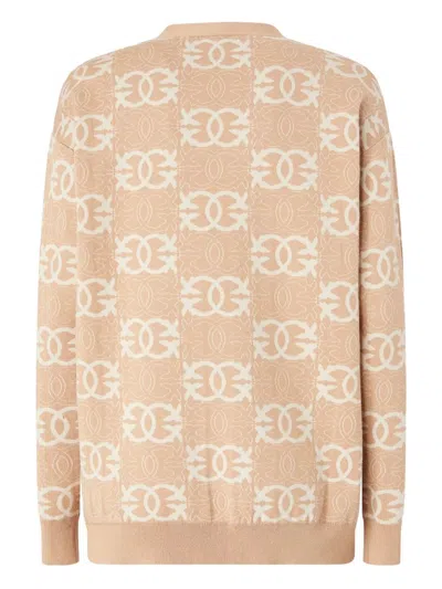 Pinko Half Breed Cardigan Jacquard I In Neutral