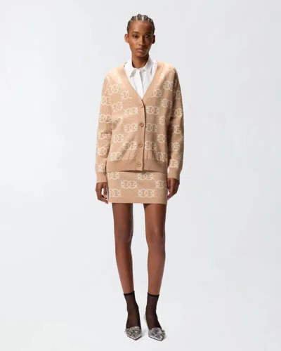 Pinko Half Breed Cardigan Jacquard I Fw25 In Brown