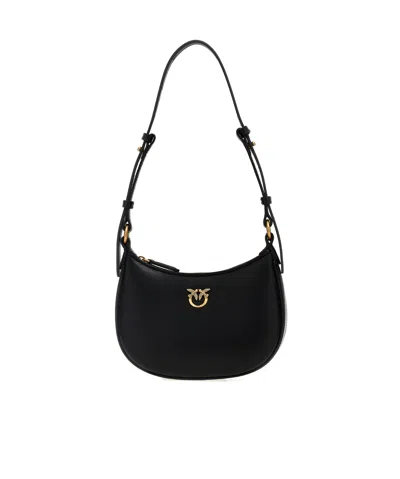 Pinko Mini Love Bag Half Moon Simply In Black-antique Gold