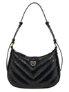 Pinko Half Moon Mini Shoulder Bag In Nero-antique Gold