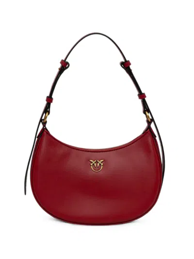 Pinko Half Moon Simply Love Leather Tote Bag In Red