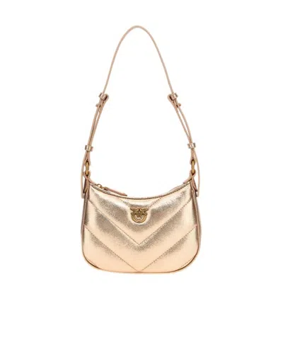 Pinko Half Moon Small Shoulder Bag In Nude