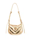 Pinko Baby Half-moon Shape Shoulder Bag In Laminated Leather In Gold