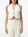 Pinko Halterneck Cropped Waistcoats Button Detailing In White