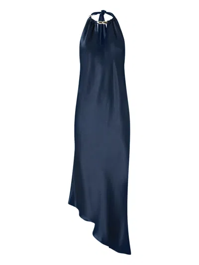 PINKO HALTERNECK ASYMMETRIC MIDI DRESS