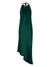 Pinko Halterneck Asymmetric Midi Dress In Green
