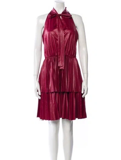 Pre-owned Pinko Halterneck Knee-length Dress W/ Tags In Burgundy