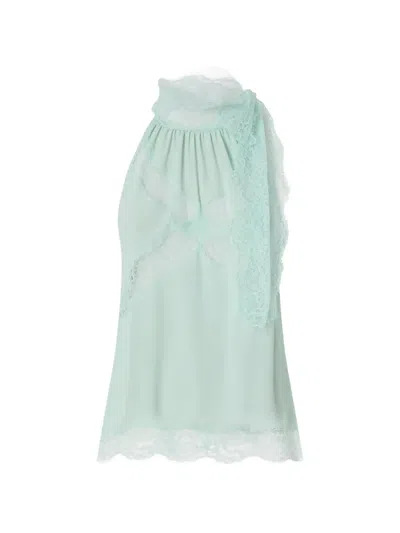 Pinko Halterneck Lace Top In Green