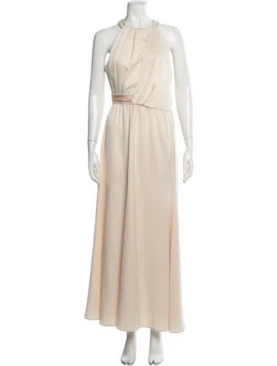 Pre-owned Pinko Halterneck Long Dress In Neutral