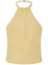 Pinko Suede Halterneck Tie-back Sleeveless Top In Yellow