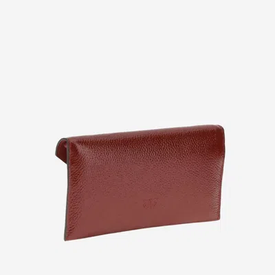 Pinko Hammered Leather Clutch In Red