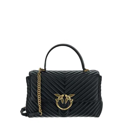 Pinko Hand Bag Big Lady Love Bag Puff Chevron In Black