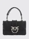 Pinko Mini Bag With Woven Design And Top Handle In Black