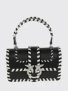 Pinko Rectangular Black Crossbody Bag With Braided Trim In Black