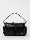 Pinko Medium Leather Cargo Bag With Pockets In Black