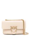 Pinko Handbag With Textured Finish And Gold Emblem In Neutrals
