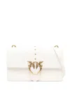 Pinko Love One Classic Leather Crossbody Bag In Bianco Seta-antique Gold