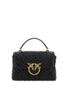 Pinko Large Lady Love Bag Puff Chevron Handbag In Black
