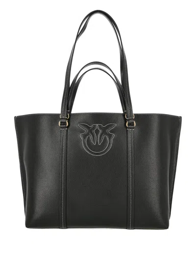 Pinko Logo Patch Tote Bag In Black