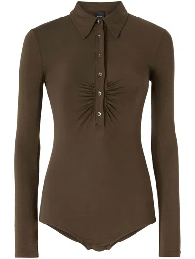 Pinko 'hardy' Brown Body With Classic Collar In Modal Blend Woman