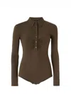 Pinko 'hardy' Brown Body With Classic Collar In Modal Blend Woman In Verde-faggio