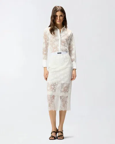 Pinko Harmonie Skirt Lace Rebrode Ss26 In White