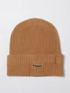 Pinko Knitted Beanie Hat With Logo In Brown
