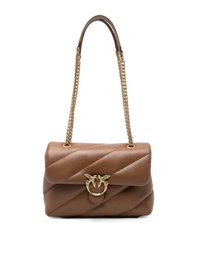 Pinko Hazelnut Love Puff Classic Quilted Bag In Brown