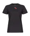 Pinko Cotton Crew-neck Trapani T-shirt With Contrasting Hearts In Black