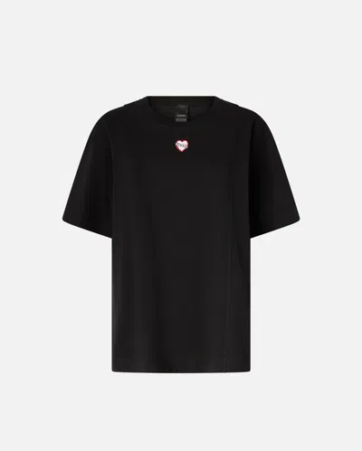 PINKO T-SHIRT WITH HEART EMBROIDERY