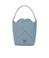Pinko Heart Leather Mini Crossbody Bucket Bag In Blue
